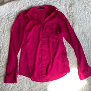 Long Sleeved Pink Button Down Blouse